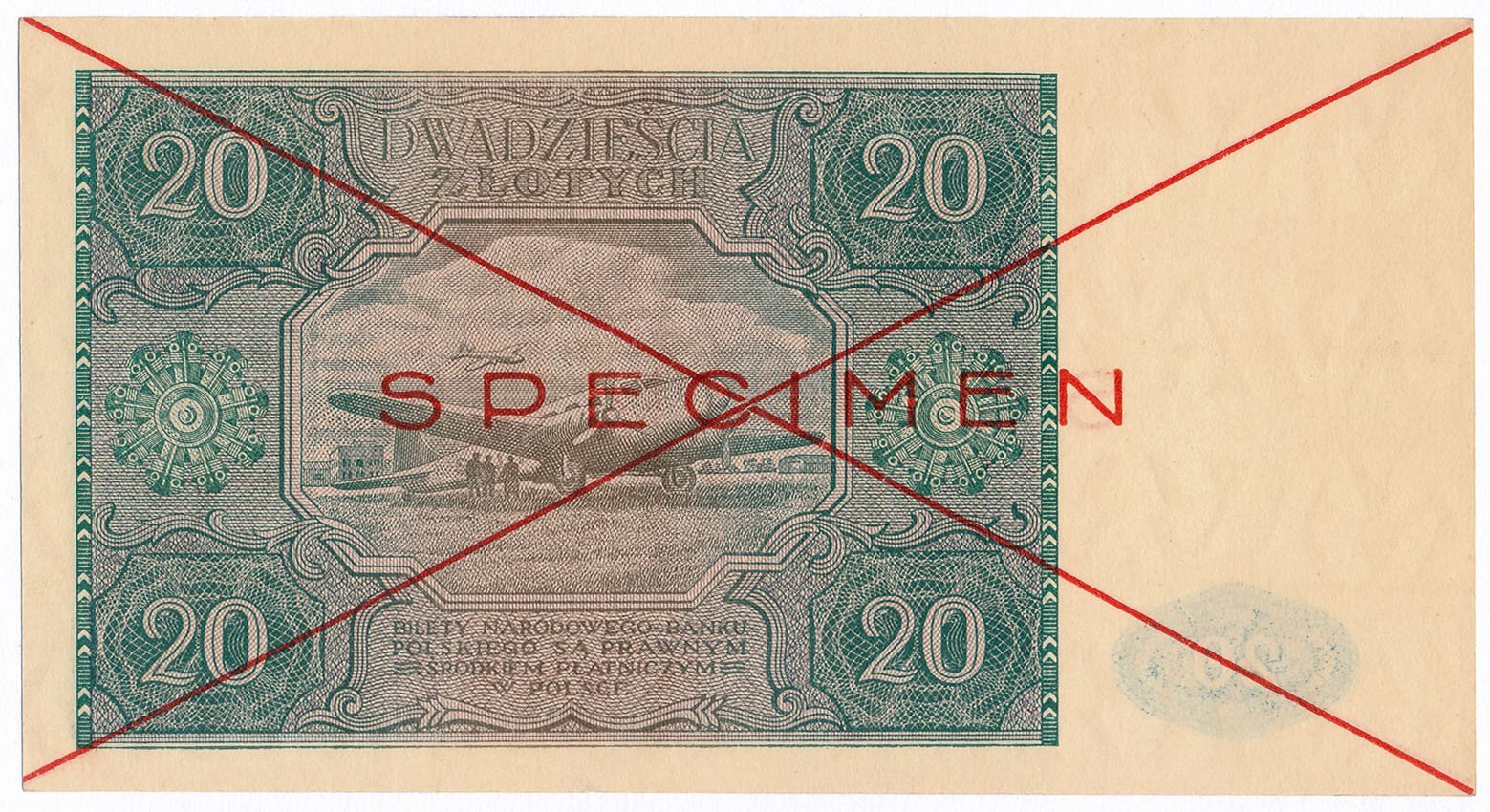 Banknot. 20 złotych 1946 seria A SPECIMEN